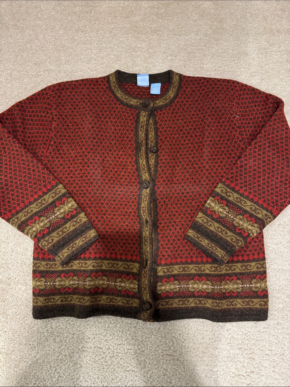 Womens Nordic-Style Wool Cardigan Sweater